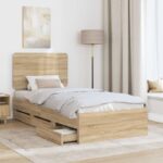 vidaXL Rám postele Sonoma dub 75 x 190 cm Inžinierske drevo – Obrázok 3