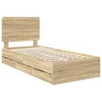 vidaXL Rám postele Sonoma dub 75 x 190 cm Inžinierske drevo – Obrázok 4