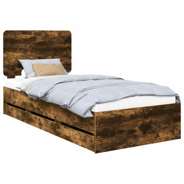 vidaXL Rám postele Dymová dub 75 x 190 cm Inžinierske drevo – Obrázok 2