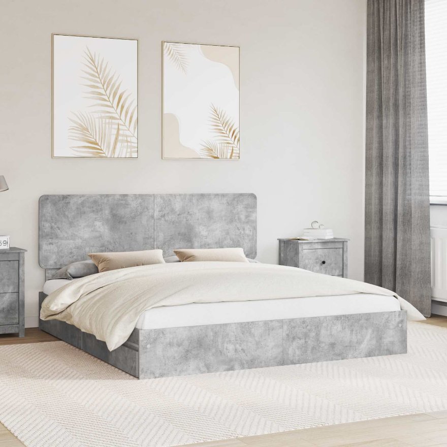 3412654_1.jpg vidaXL Úložná posteľ Betónová šedá 200 x 200 cm Kompozitné drevo – Obrázok 1