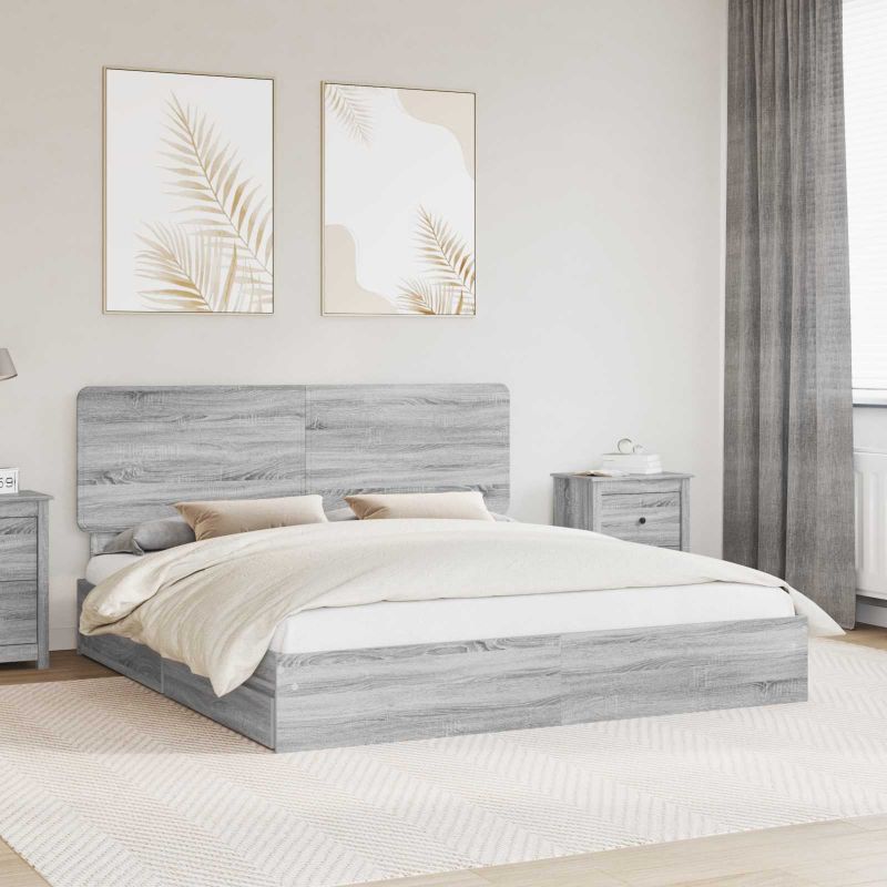 3412663_1.jpg vidaXL Úložná posteľ Sivý Sonoma 180 x 200 cm Kompozitné drevo – Obrázok 1