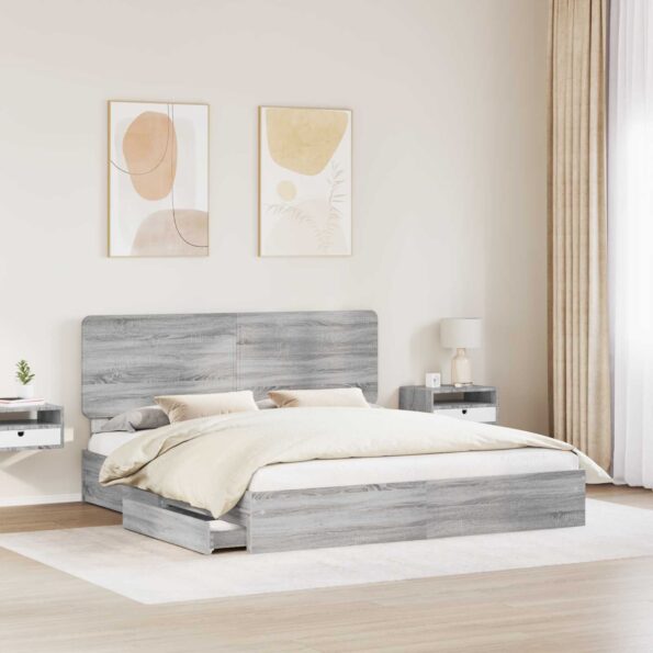 vidaXL Úložná posteľ Sivý Sonoma 180 x 200 cm Kompozitné drevo – Obrázok 3