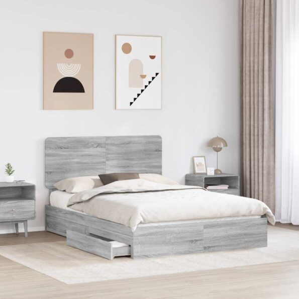 vidaXL Úložná posteľ Sivý Sonoma 160 x 200 cm Kompozitné drevo – Obrázok 3