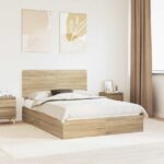 vidaXL Úložná posteľ Sonoma dub 150 x 200 cm Kompozitné drevo