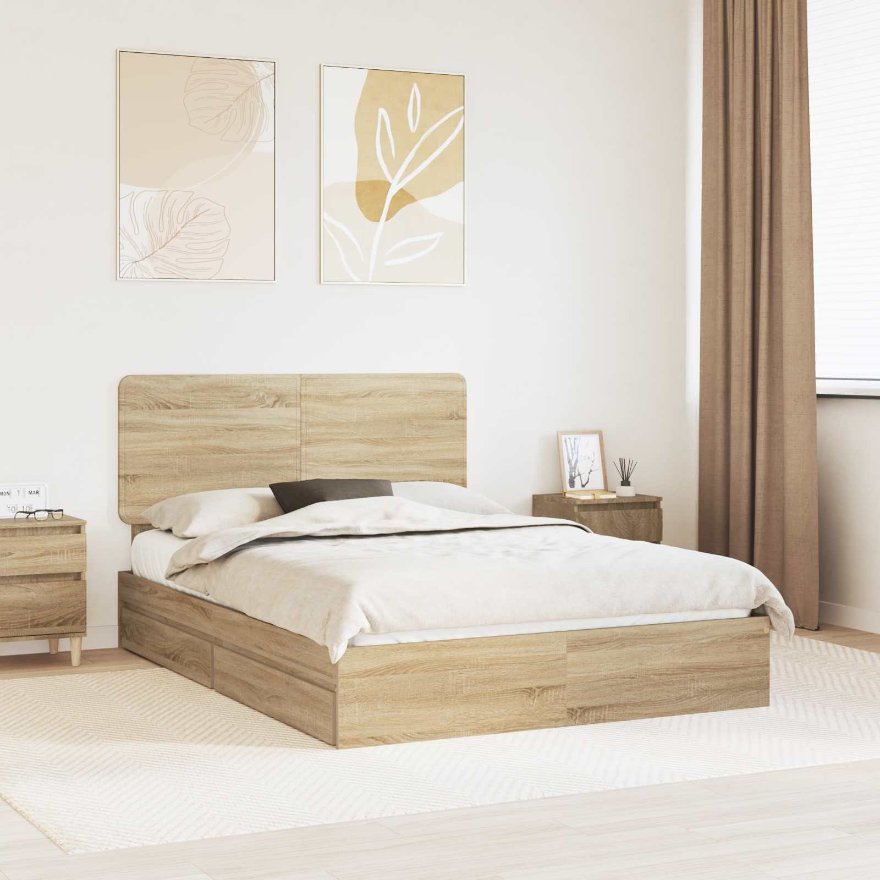 3412674_1.jpg vidaXL Úložná posteľ Sonoma dub 150 x 200 cm Kompozitné drevo – Obrázok 1