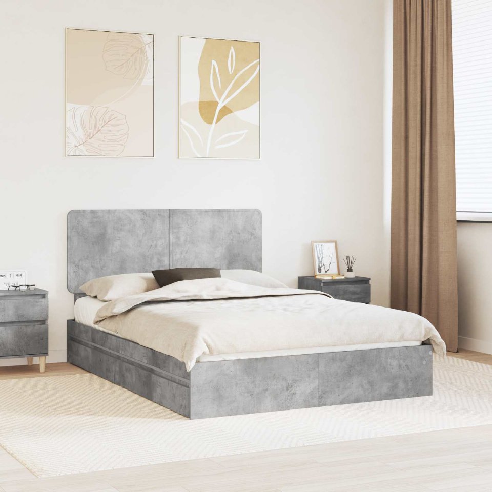 3412675_1.jpg vidaXL Úložná posteľ Betónová šedá 150 x 200 cm Kompozitné drevo – Obrázok 1