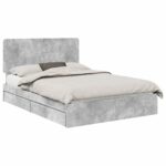 vidaXL Úložná posteľ Betónová šedá 150 x 200 cm Kompozitné drevo – Obrázok 2