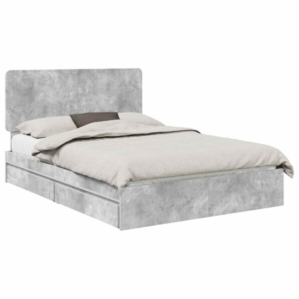 vidaXL Úložná posteľ Betónová šedá 150 x 200 cm Kompozitné drevo – Obrázok 2