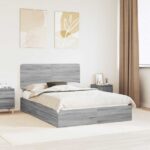 vidaXL Úložná posteľ Sivý Sonoma 150 x 200 cm Kompozitné drevo
