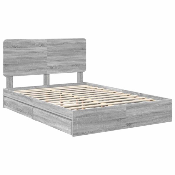 vidaXL Úložná posteľ Sivý Sonoma 150 x 200 cm Kompozitné drevo – Obrázok 4