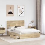 vidaXL Úložná posteľ Sonoma dub 140 x 190 cm Kompozitné drevo – Obrázok 3