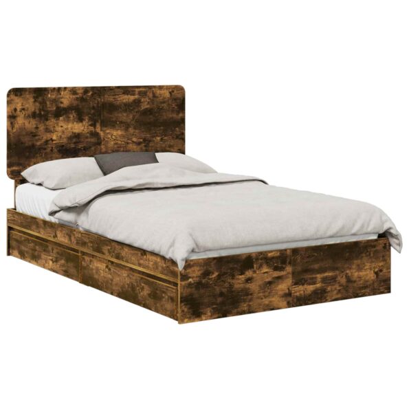vidaXL Úložná posteľ Dymová dub 135 x 190 cm Kompozitné drevo – Obrázok 2