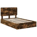 vidaXL Úložná posteľ Dymová dub 135 x 190 cm Kompozitné drevo – Obrázok 4