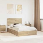 vidaXL Úložná posteľ Sonoma dub 120 x 200 cm Kompozitné drevo
