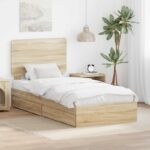 vidaXL Úložná posteľ Sonoma dub 100 x 200 cm Kompozitné drevo