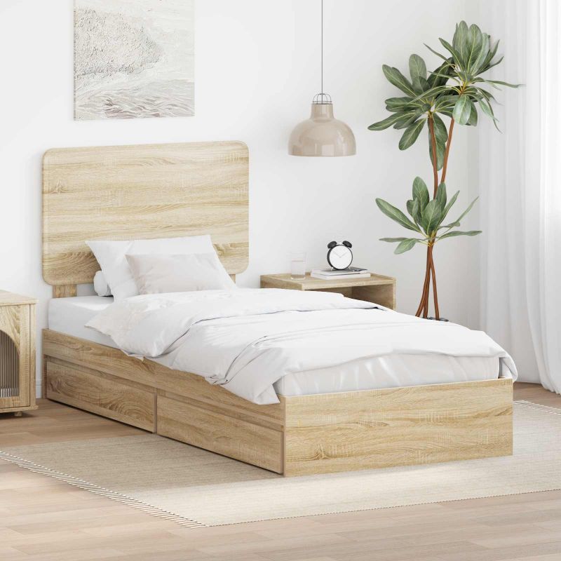 3412716_1.jpg vidaXL Úložná posteľ Sonoma dub 100 x 200 cm Kompozitné drevo – Obrázok 1