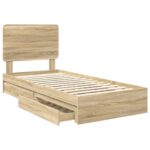 vidaXL Úložná posteľ Sonoma dub 100 x 200 cm Kompozitné drevo – Obrázok 5