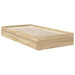vidaXL Úložná posteľ Sonoma dub 100 x 200 cm Kompozitné drevo – Obrázok 6