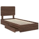 vidaXL Úložná posteľ Hnedý dub 100 x 200 cm Kompozitné drevo – Obrázok 5