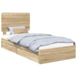 vidaXL Úložná posteľ Sonoma dub 90 x 200 cm Kompozitné drevo – Obrázok 2