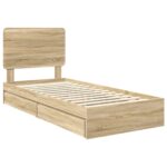 vidaXL Úložná posteľ Sonoma dub 90 x 200 cm Kompozitné drevo – Obrázok 4