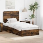 vidaXL Úložná posteľ Dymová dub 90 x 200 cm Kompozitné drevo