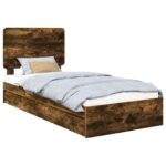 vidaXL Úložná posteľ Dymová dub 90 x 200 cm Kompozitné drevo – Obrázok 2