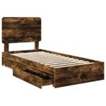vidaXL Úložná posteľ Dymová dub 90 x 200 cm Kompozitné drevo – Obrázok 5
