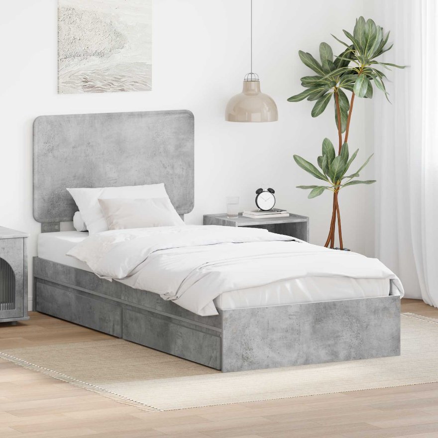 3412738_1.jpg vidaXL Úložná posteľ Betónová šedá 75 x 190 cm Kompozitné drevo – Obrázok 1