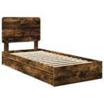 vidaXL Úložná posteľ Dymová dub 75 x 190 cm Kompozitné drevo – Obrázok 4