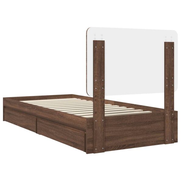 vidaXL Rám postele so zásuvkou Hnedý dub 75 x 190 cm Kompozitné drevo – Obrázok 10