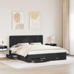 vidaXL Rám postele so zásuvkou Čierna 200 x 200 cm Kompozitné drevo – Obrázok 3