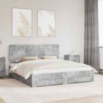 vidaXL Rám postele Betónová šedá 200 x 200 cm Kompozitné drevo