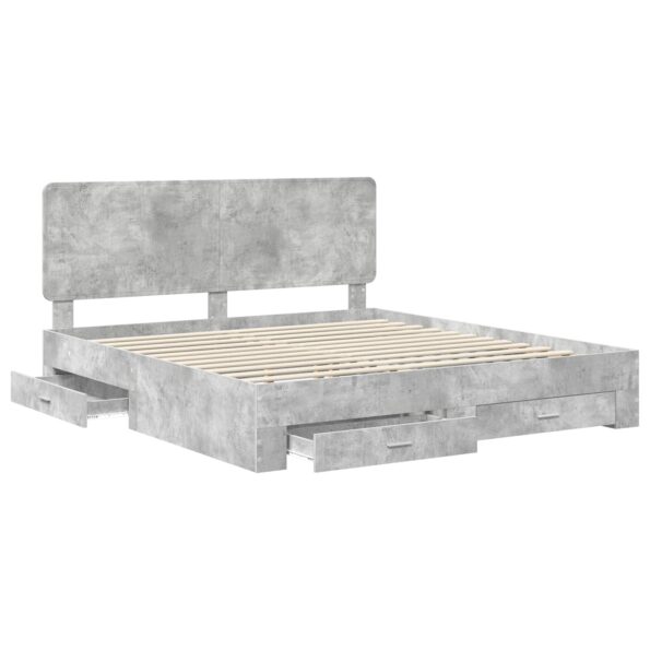 vidaXL Rám postele Betónová šedá 200 x 200 cm Kompozitné drevo – Obrázok 5