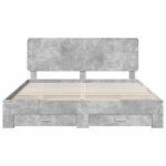 vidaXL Rám postele Betónová šedá 200 x 200 cm Kompozitné drevo – Obrázok 8