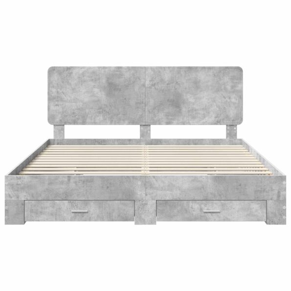 vidaXL Rám postele Betónová šedá 200 x 200 cm Kompozitné drevo – Obrázok 8