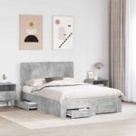 vidaXL Rám postele Betónová šedá 160 x 200 cm Kompozitné drevo – Obrázok 3