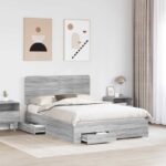 vidaXL Rám postele Sivý Sonoma 160 x 200 cm Kompozitné drevo – Obrázok 3