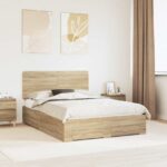 vidaXL Rám postele Sonoma dub 150 x 200 cm Kompozitné drevo