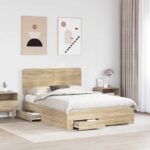 vidaXL Rám postele Sonoma dub 150 x 200 cm Kompozitné drevo – Obrázok 3