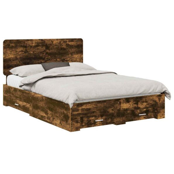 vidaXL Rám postele Dymová dub 150 x 200 cm Kompozitné drevo – Obrázok 2