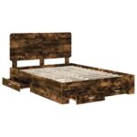 vidaXL Rám postele Dymová dub 150 x 200 cm Kompozitné drevo – Obrázok 5