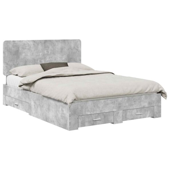 vidaXL Rám postele Betónová šedá 140 x 200 cm Kompozitné drevo – Obrázok 2