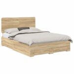 vidaXL Rám postele Sonoma dub 140 x 190 cm Kompozitné drevo – Obrázok 2