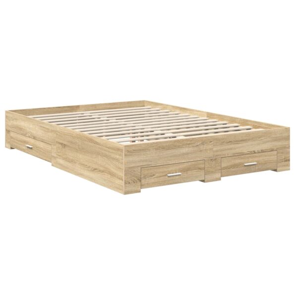 vidaXL Rám postele Sonoma dub 140 x 190 cm Kompozitné drevo – Obrázok 6