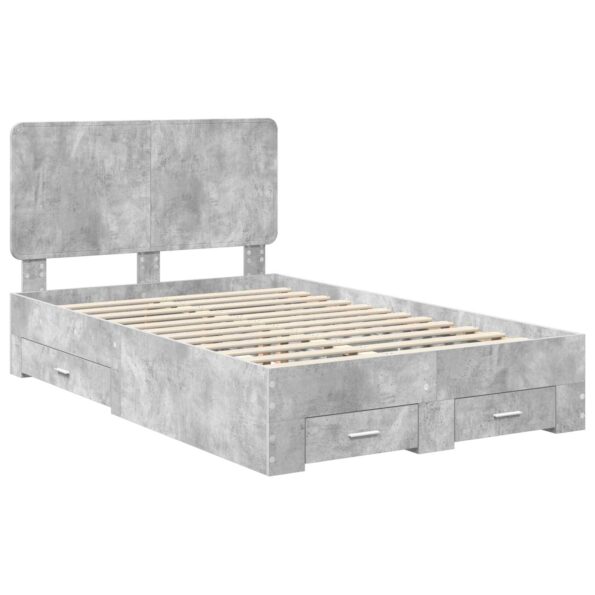 vidaXL Rám postele Betónová šedá 135 x 190 cm Kompozitné drevo – Obrázok 4