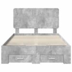 vidaXL Rám postele Betónová šedá 135 x 190 cm Kompozitné drevo – Obrázok 8