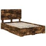 vidaXL Rám postele Dymová dub 135 x 190 cm Kompozitné drevo – Obrázok 4