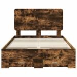 vidaXL Rám postele Dymová dub 135 x 190 cm Kompozitné drevo – Obrázok 8