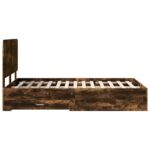 vidaXL Rám postele Dymová dub 135 x 190 cm Kompozitné drevo – Obrázok 9